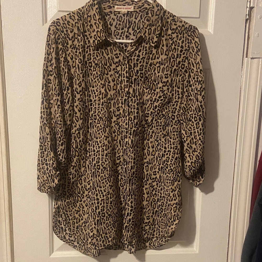 Grand & Greene Leopard Print Button Down Shirt